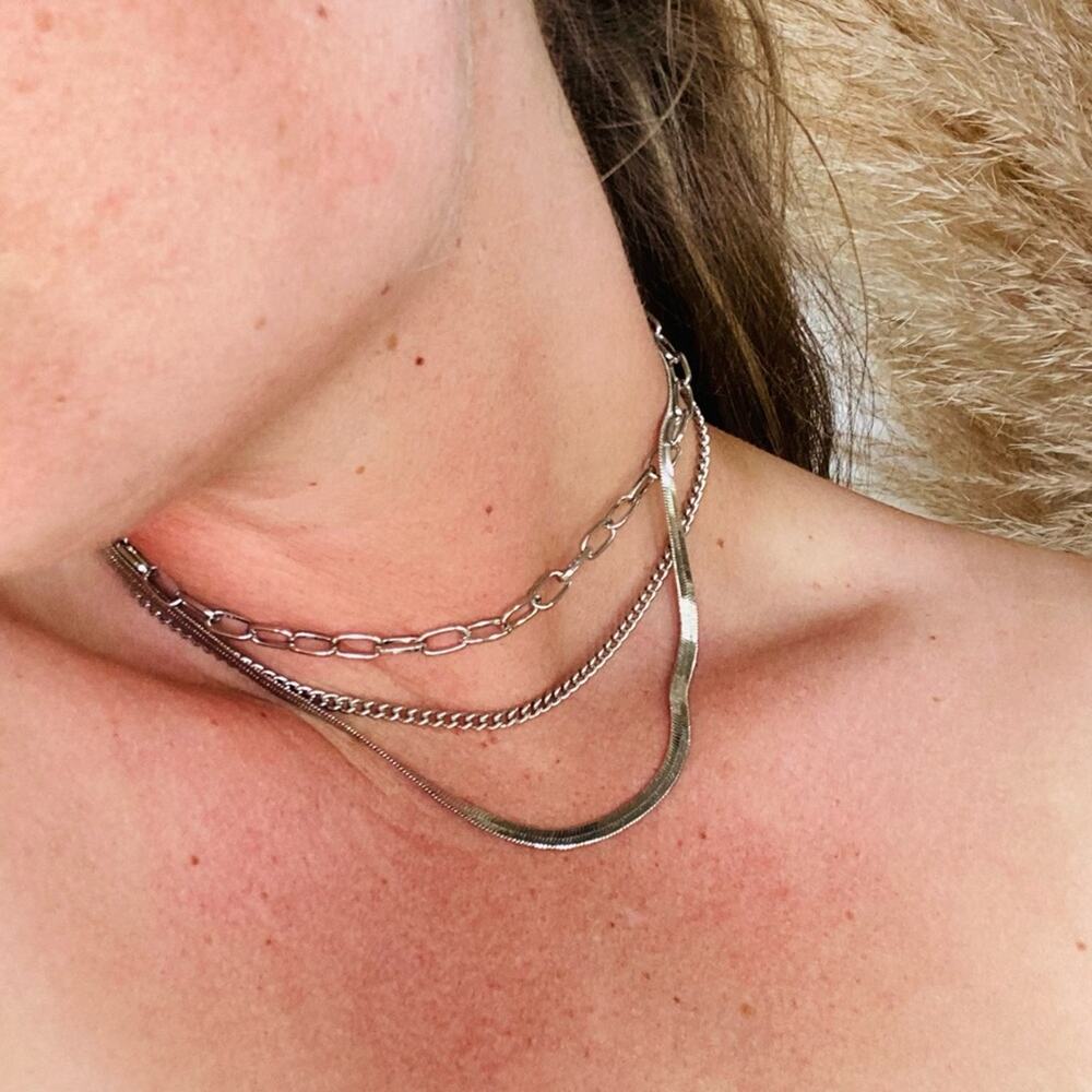 Nordstrom Revolve Silver Layered Multi Strand Lin… - image 4